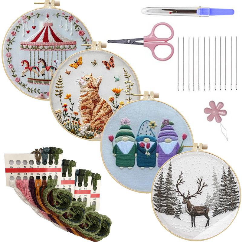 Embroidery Craft Kit with 15 cm Hoop