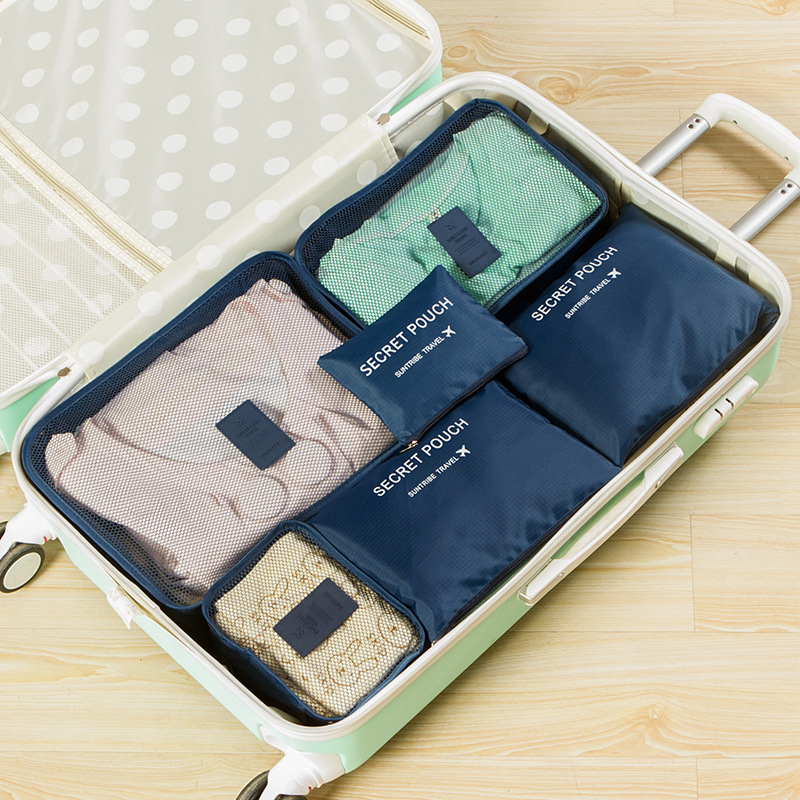 Travel Packing Organizers — Navy, Set of 6
