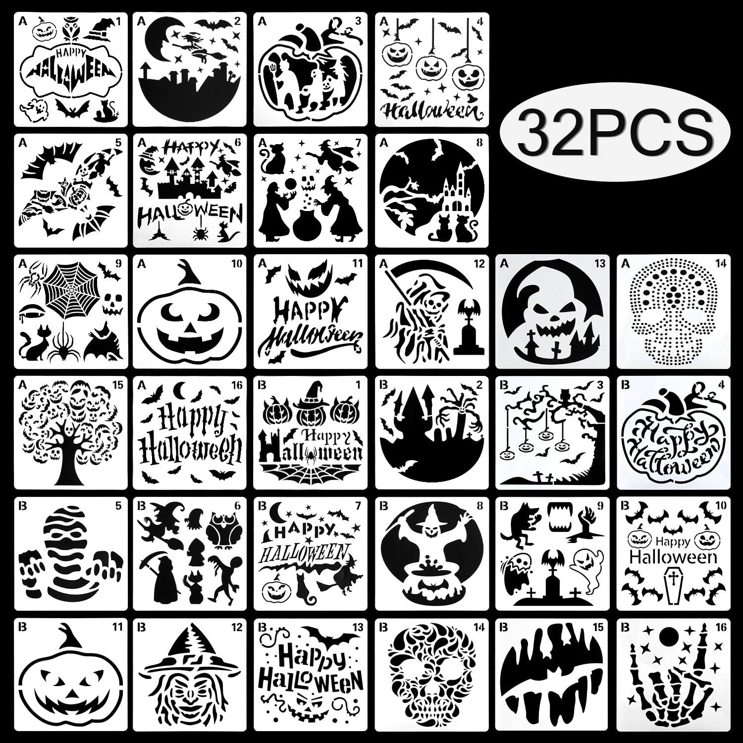 Halloween Craft Stencils — Set of 32